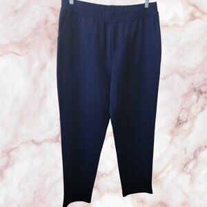 Woman Within Ponte Knit Navy Blue Straight Leg Pant Size 18W